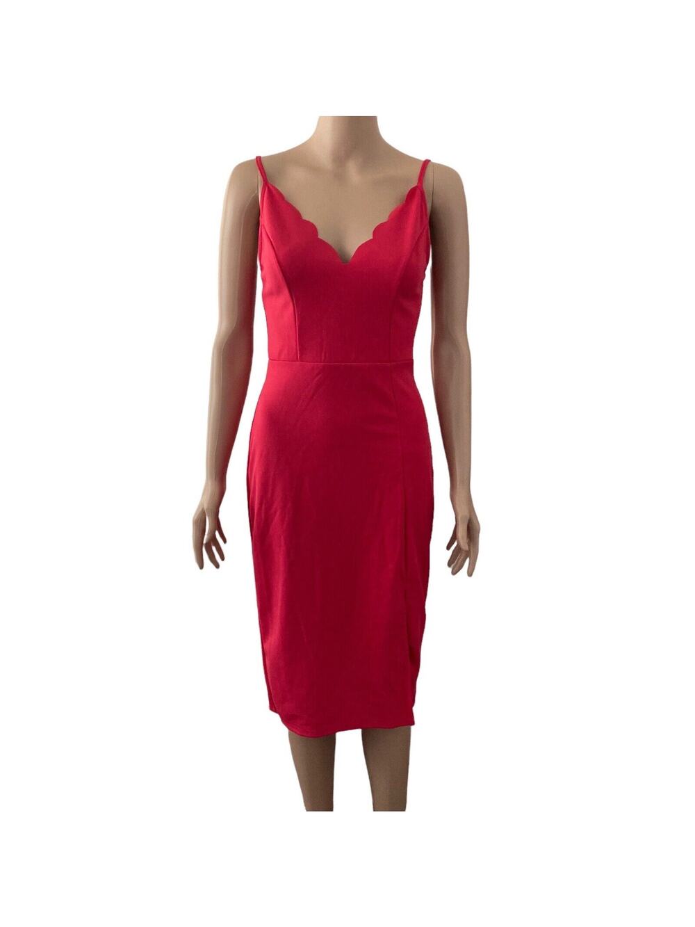 Socialite Dress Womens Small Pink Sheath Strappy Stretch New Scalloped Neckline